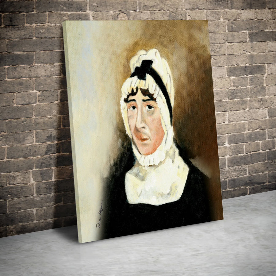 Woman in White Bonnet Portrait Canvas | Vintage Oil Painting Style Wall Art | Gallery Quality 1.25 inch Wrap | Historic Home Decor Gift