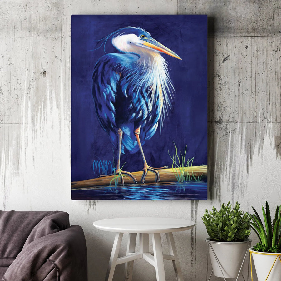Great Blue Heron Wall Art | Coastal Bird Canvas Print | 1.25-Inch Gallery Wrap | Nature-Inspired Home Decor Gift