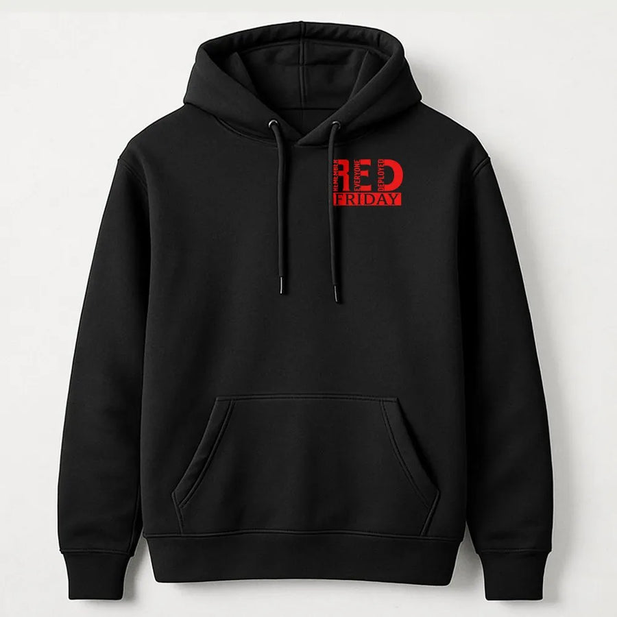 RED Friday Hoodie | Remember Everyone Deployed Graphic Top | Premium Cotton Blend | Military Support Patriotic Gift