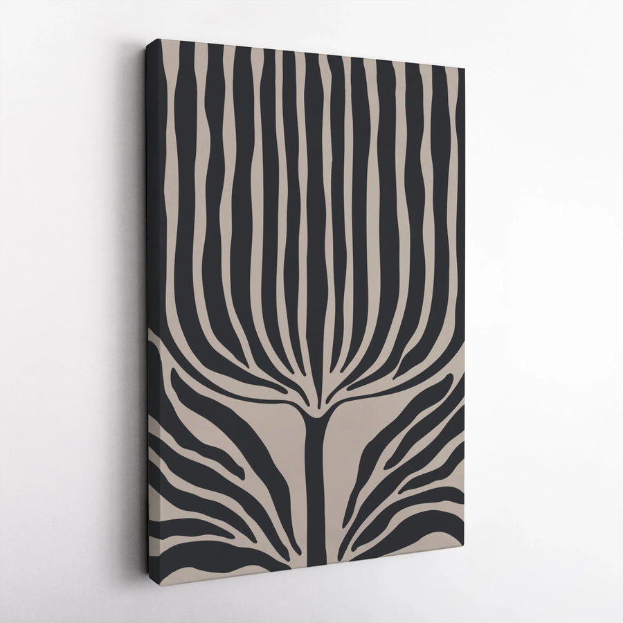 Abstract Zebra Stripe Canvas Print | Modern Minimalist Black and Beige Line Art | Premium Thick Gallery Wrap | Contemporary Living Room Decor Gift