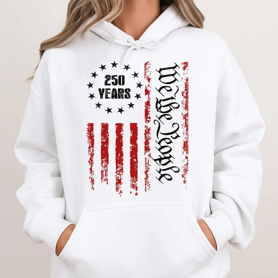 250th Anniversary Hoodie | We The People American Flag Design 1776-2026 | Premium Soft Cotton Blend | USA Patriot Gift for Men and Women