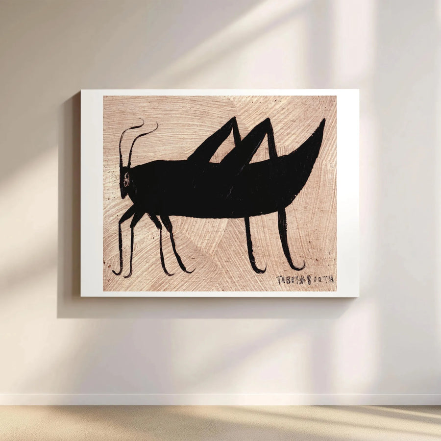 Abstract Grasshopper Wall Art | Minimalist Black Silhouette Print | Premium Gallery Wrap Canvas | Modern Home Decor Gift for Insect Enthusiasts