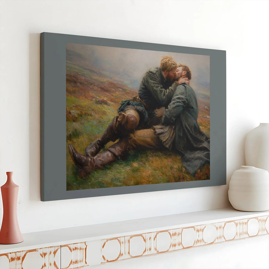 Gay Couple Art Print | Romantic Vintage Landscape Canvas | Premium Stretched Gallery Wrap | Meaningful LGBTQ Home Decor Gift
