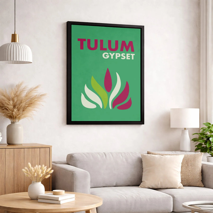 Tulum Gypset Wall Art | Minimalist Tropical Leaf Graphic Print | Premium 1.25-Inch Gallery Canvas | Modern Bohemian Home Decor Gift