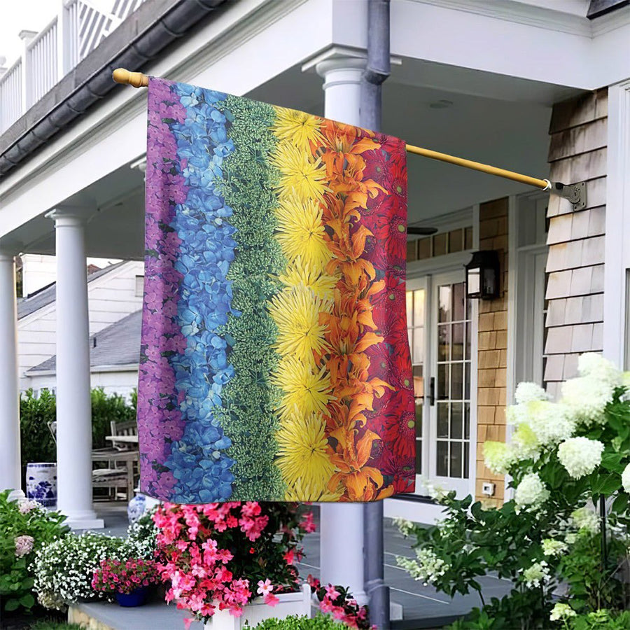 Floral Rainbow Pride Garden Flag | Vertical Botanical LGBT Garden Decor | Weather-Resistant Polyester | Vibrant Outdoor Welcome Gift