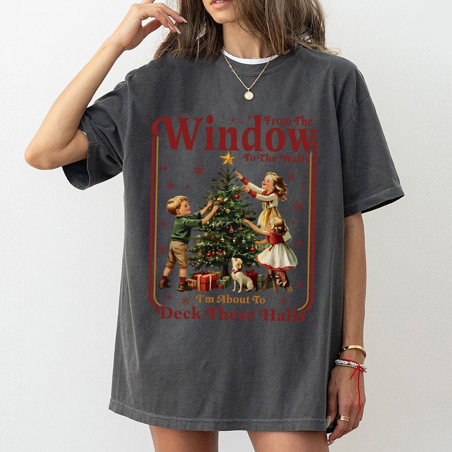 Funny Christmas T-Shirt | Retro Holiday Deck The Halls Graphic | 100% Cotton Premium Tee | Festive Gift For Xmas Party Lovers