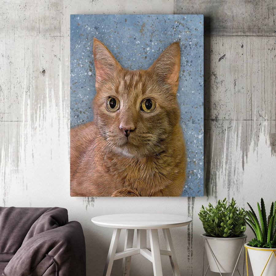 Orange Tabby Cat Wall Art | Stylized Pet Portrait Canvas | Gallery Wrapped Premium Decor | Gift for Cat Lovers and Pet Owners
