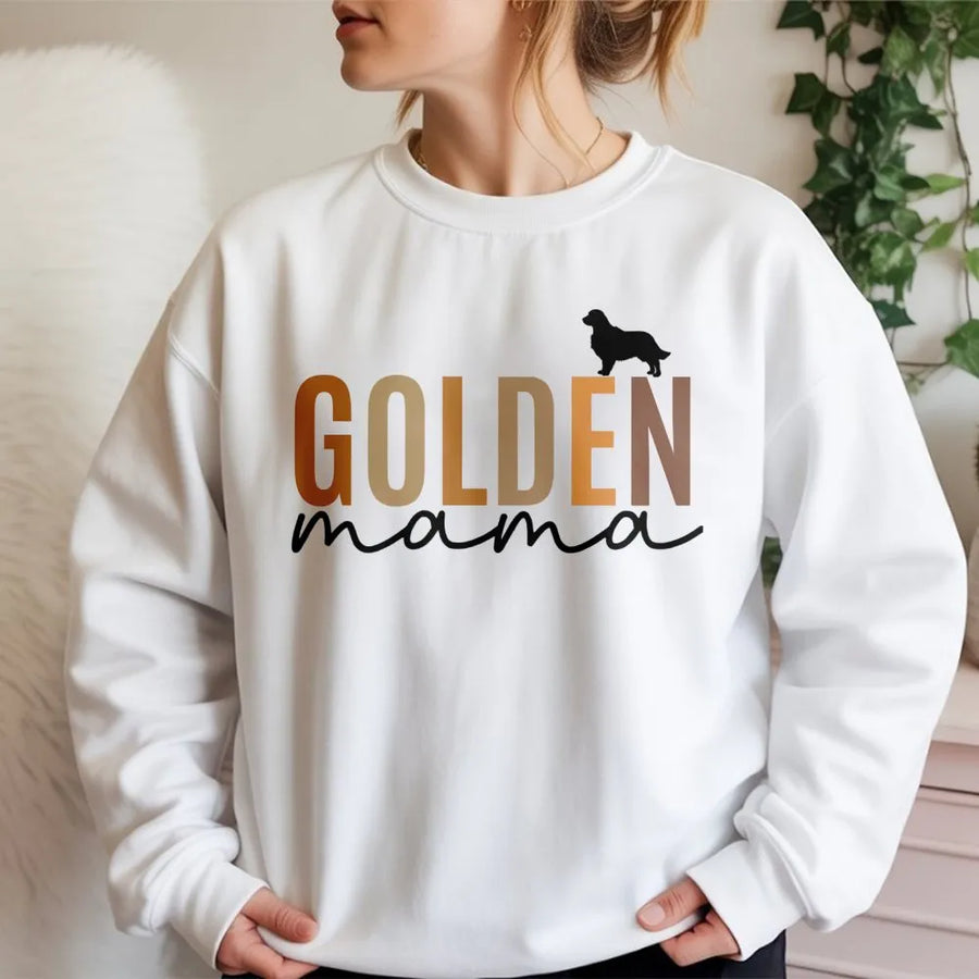 Golden Mama Sweatshirt | Cute Golden Retriever Dog Lover Design | Premium Cotton Blend Unisex Crewneck | Perfect Gift for Dog Mom