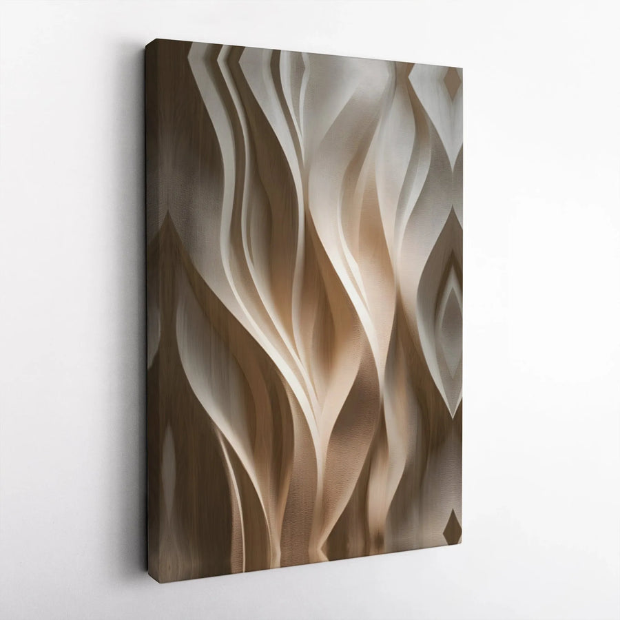 Abstract Wavy Line Canvas Wall Art | Neutral Wood Grain Texture Print | 1.25 Inch Premium Gallery Wrap | Modern Minimalist Home Office Decor