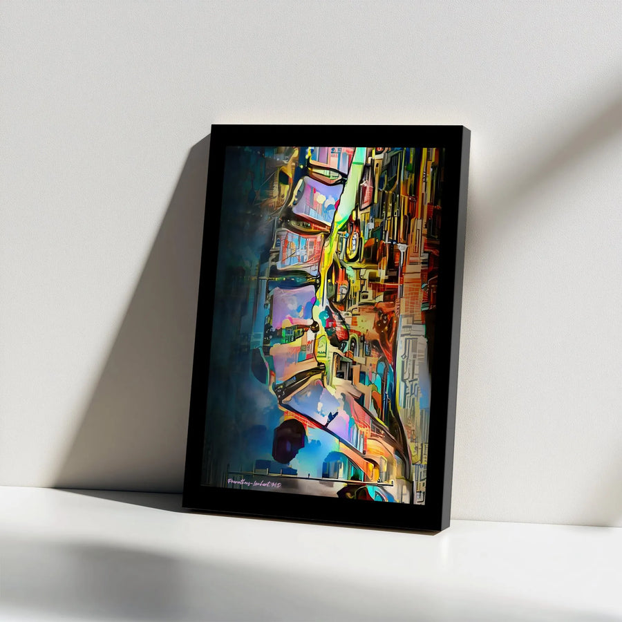 Abstract Cityscape Canvas Wall Art | Colorful Surreal Profile Portrait | Premium Gallery Wrap Decor | Modern Office or Home Wall Decor