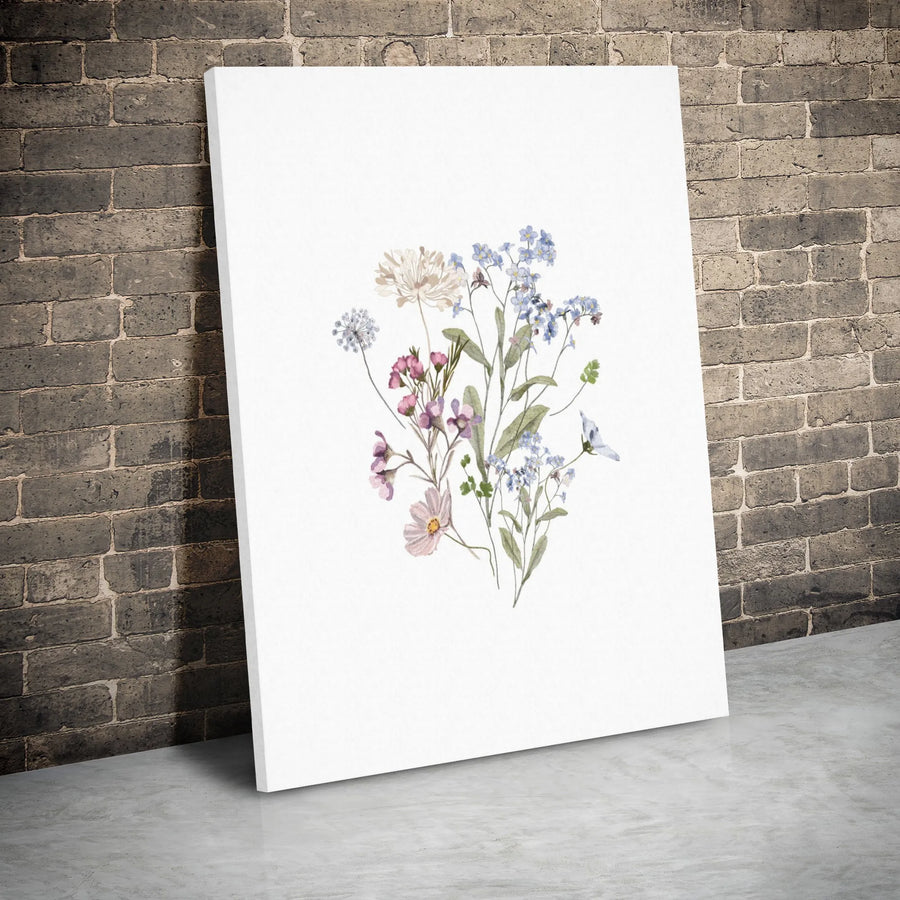 Watercolor Wildflower Bouquet Canvas | Botanical Minimalist Wall Art | Premium Gallery Wrap Print | Nature Inspired Home Decor Gift