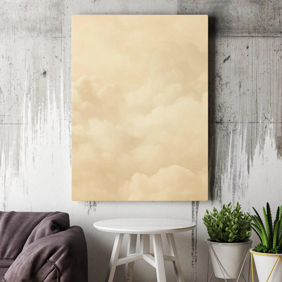 Beige Cloudscape Canvas Wall Art | Minimalist Abstract Sky Painting | Premium Fade-Resistant Gallery Wrap | Modern Neutral Home Decor Gift