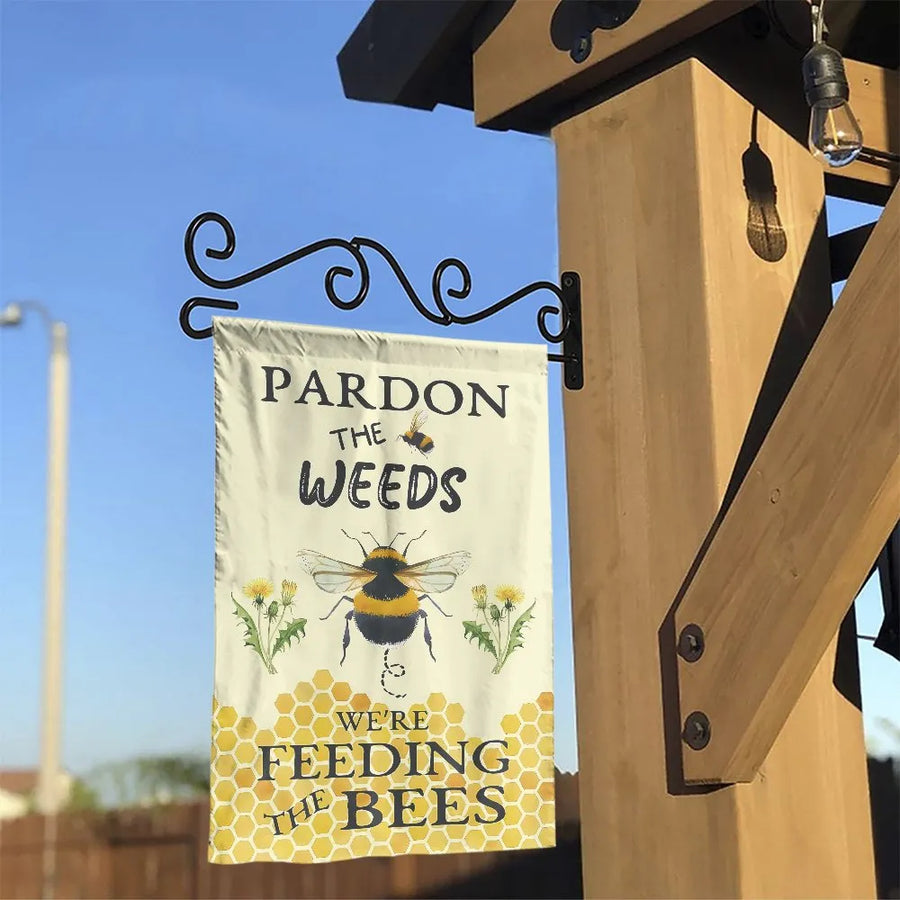 Pardon the Weeds Garden Flag | Feeding The Bees Quote Sign | Weather-Resistant Polyester | Premium Gardener Gift & Outdoor Yard Decor