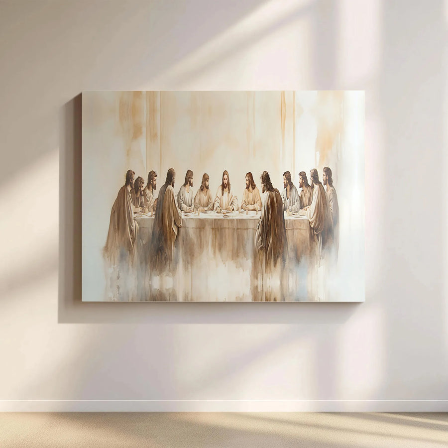 The Last Supper Canvas Print | Modern Watercolor Jesus Artwork | Premium Gallery Wrap Wall Decor | Religious Christian Gift For Home