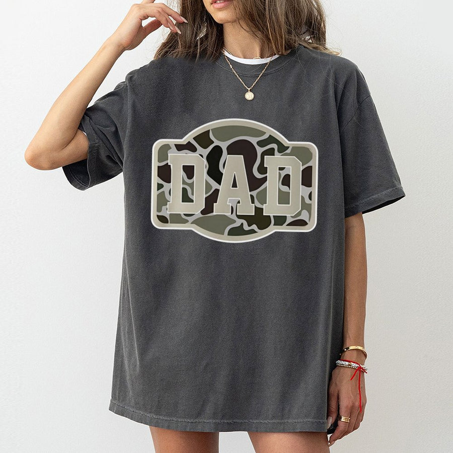 Camo Dad T-Shirt | Military Inspired Graphic Tee | 100% Cotton Premium Quality | Best Gift for Hunting Dads, Army Veterans, and Outdoorsmen
