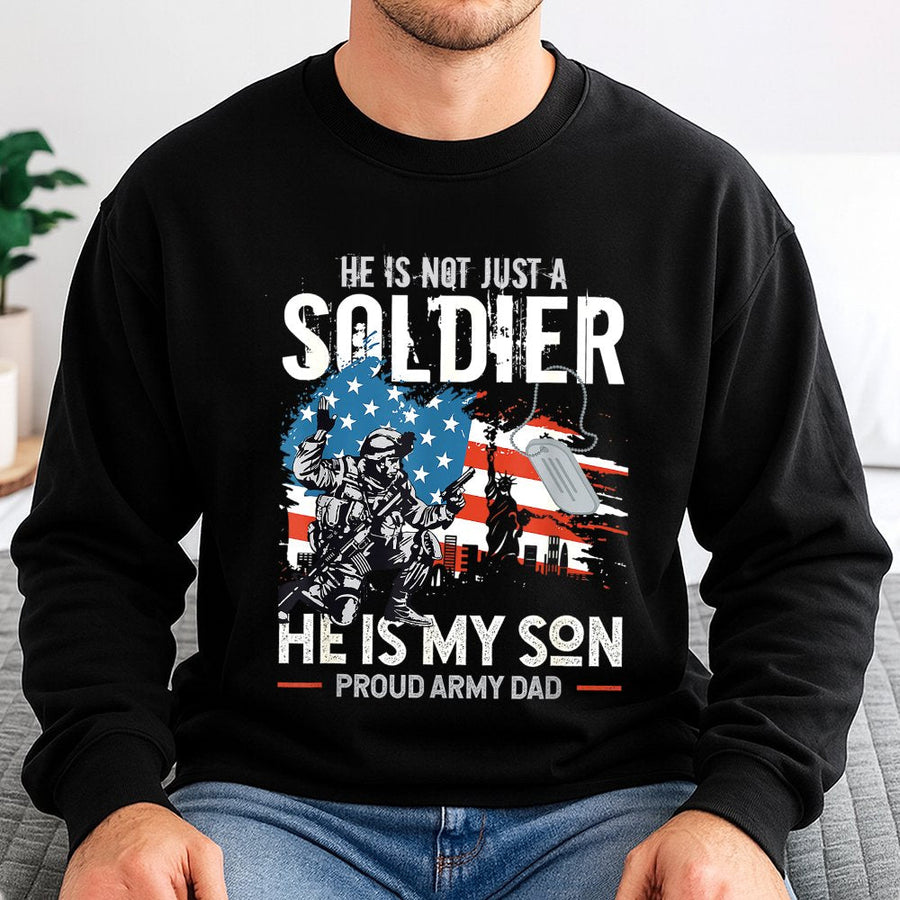 Proud Army Dad Sweatshirt | Military Father American Flag Graphic | Premium Cotton Blend | Meaningful Gift For Soldier Dad Birthday