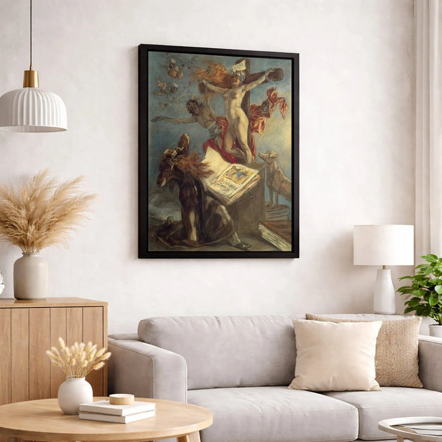 De Continentia Iosephi Canvas | Felicien Rops Symbolist Art Print | Premium 1.25" Gallery Wrap | Gothic Home Decor Wall Art for Art Collectors