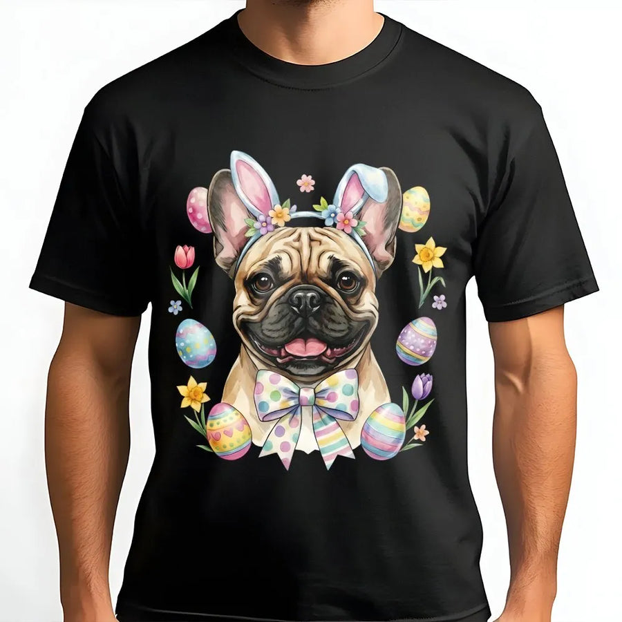 French Bulldog Easter T-Shirt | Cute Bunny Ears Puppy Graphic | Premium Cotton Soft Tee | Spring Dog Mom Gift Idea