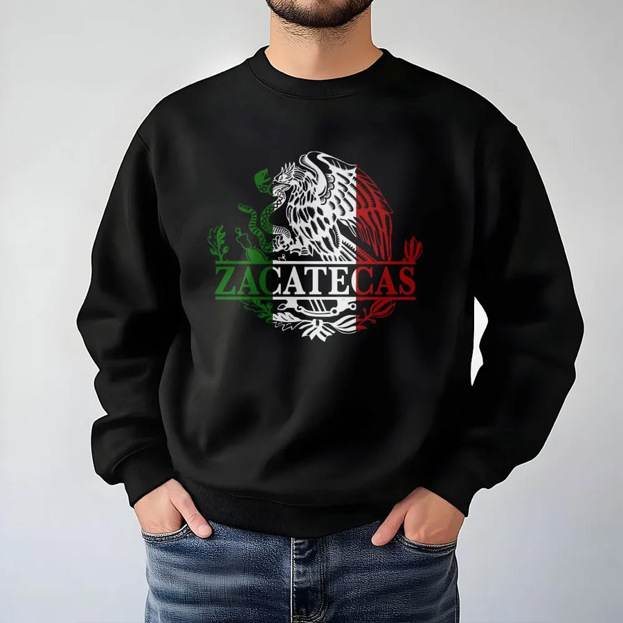 Zacatecas Mexico Flag Sweatshirt | Eagle Emblem Graphic Print | Soft Cotton-Poly Blend | Premium Mexican Pride Heritage Gift for Latinos