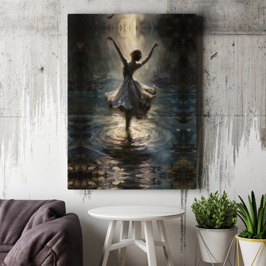 Ballerina Canvas Wall Art | Impressionist Dancer In Water Portrait | Gallery-Quality 1.25 Inch Frame | Elegant Home Decor Gift