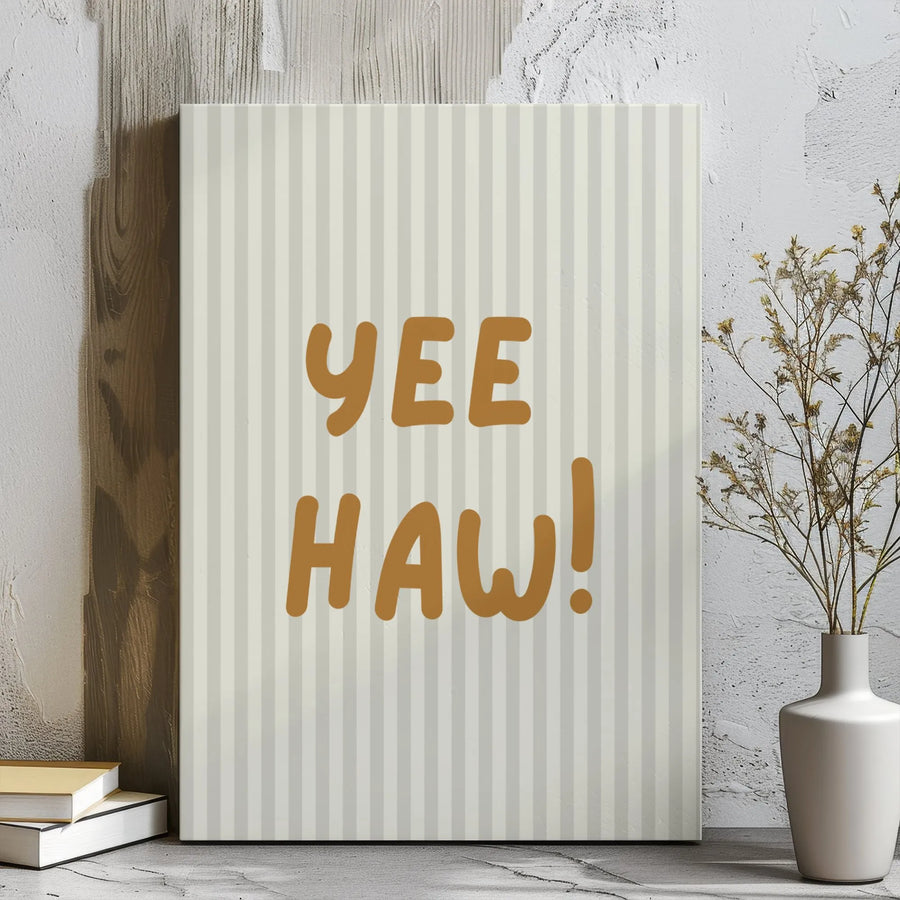 Yee Haw Canvas Wall Art | Rustic Farmhouse Typography Print | Premium Gallery Wrapped Decor | Western Cowboy Home Gift for Cowgirls