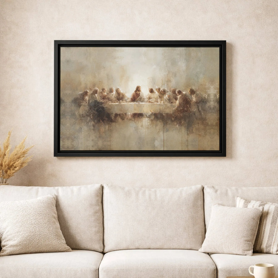 The Last Supper Canvas Wall Art | Abstract Jesus Religious Painting | Premium Gallery Wrapped Decor | Christian Home Gift For Living Room