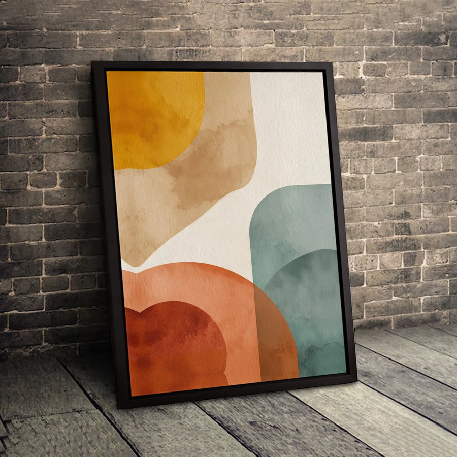 Abstract Canvas Wall Art | Modern Earth Tone Watercolor Shapes | Premium Gallery Wrap Print | Minimalist Living Room Decor Gift