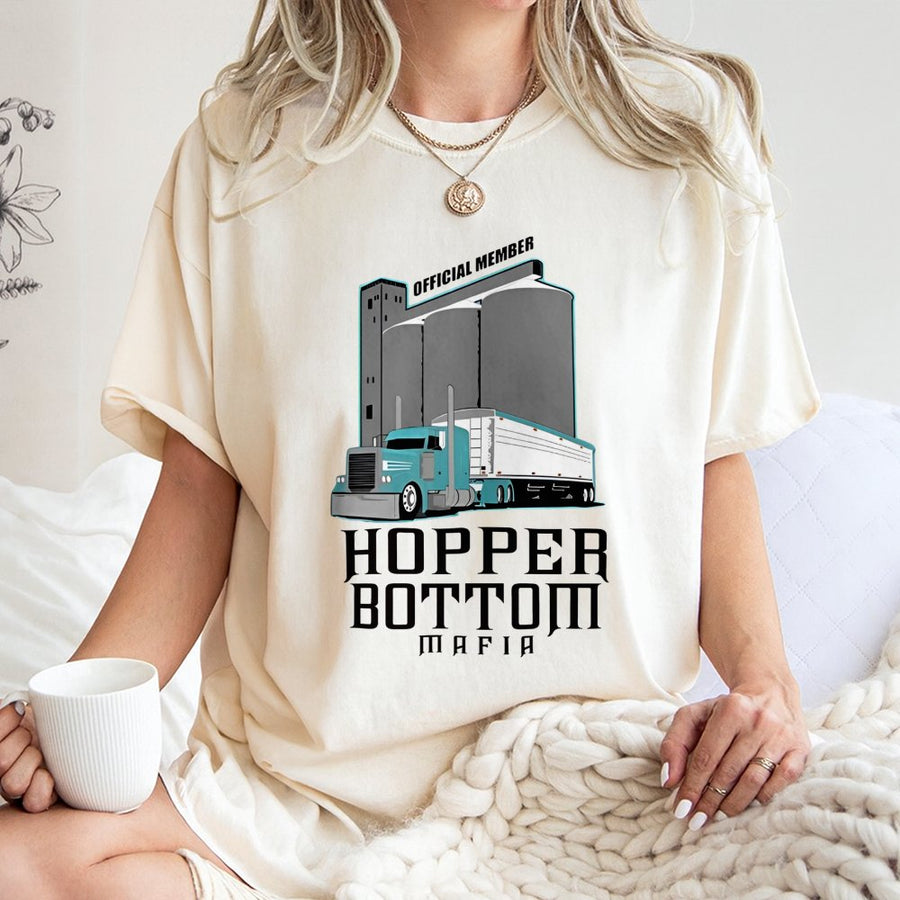 Hopper Bottom Mafia T-Shirt | Semi Truck Driver Graphic Design | Premium 100% Cotton Tee | Gift for Truckers and Farmers