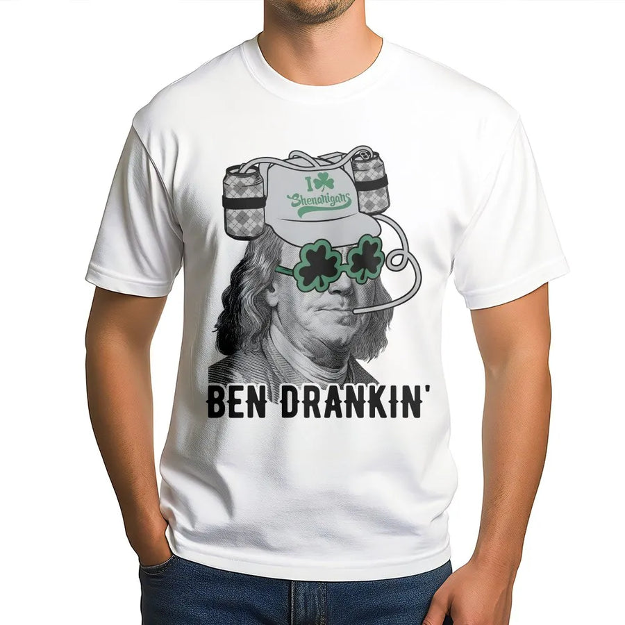 Ben Drankin St Patrick's Day T-Shirt | Funny Irish Drinking Pun Graphic | Premium Soft Cotton | Saint Paddy's Party Gift for Men and Women