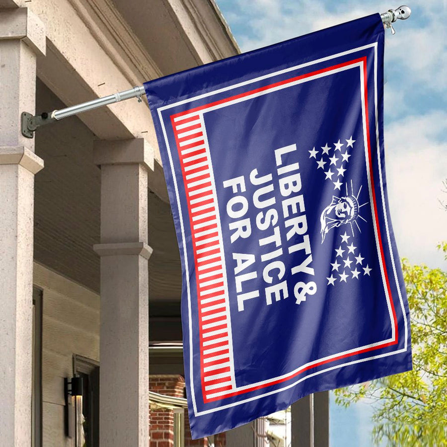 Liberty & Justice For All Flag | Patriotic Garden Banner | UV-Resistant 100% Polyester | Americana Yard Decor Gift