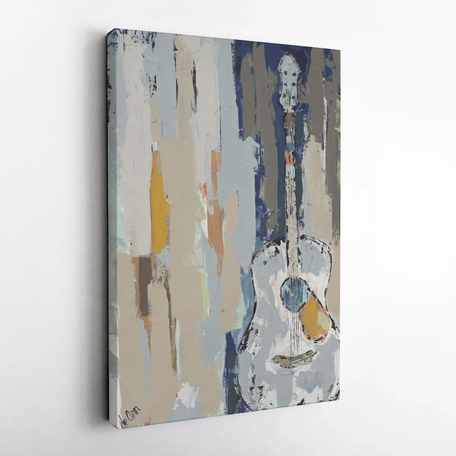 Abstract Guitar Vertical Canvas | Nashville Blues Impasto Style Painting | Premium 1.25" Thick Gallery Wrap | Gift for Musician & Music Lover Home Decor