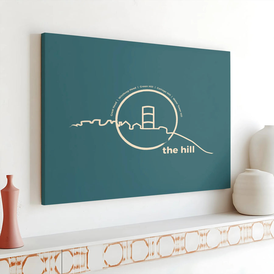 The Hill Wall Art Canvas Print | Minimalist Local Landmark Map | Premium Thick Gallery Wrapped Canvas | Gift for Resident & Neighborhood Decor