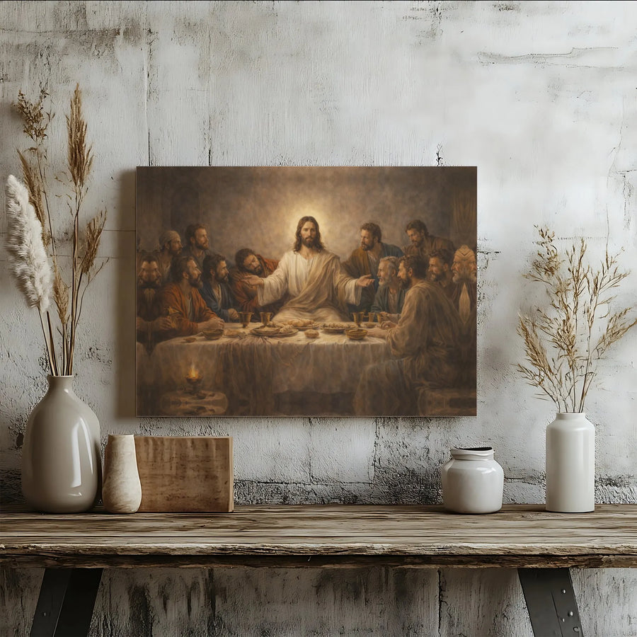 The Last Supper Canvas Wall Art | Jesus Christ with Apostles Painting | Premium High-Resolution Print | Christian Home Decor Religious Gift