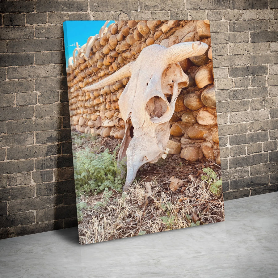 Cow Skull Wall Art | Western Desert Scenery Canvas Print | 1.25-Inch Gallery Wrap | Rustic Farmhouse Decor for Living Room