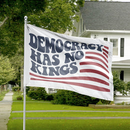 Democracy Has No Kings House Flag | Retro Patriotic Statement Banner | Weather-Resistant Premium Polyester | Outdoor Garden Decor Gift