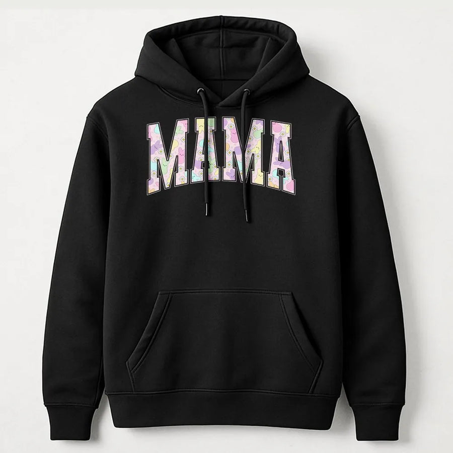 Mama Easter Hoodie | Pastel Bunny Floral Lettering | Premium Cotton Blend Sweatshirt | Cute Spring Gift for Mom