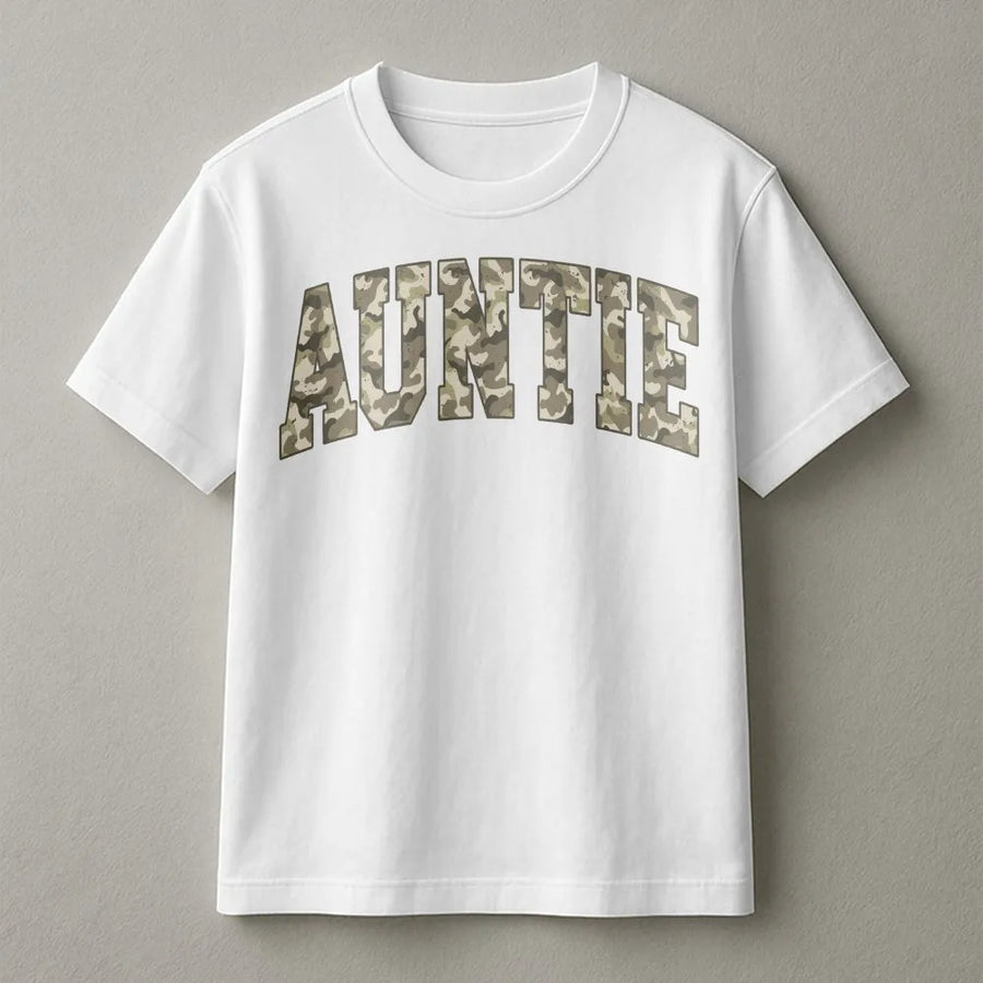 Camo Auntie Shirt | Comfort Colors® Varsity T-Shirt | Premium Cotton | Gift for New Aunt From Niece or Nephew, Future Uncle