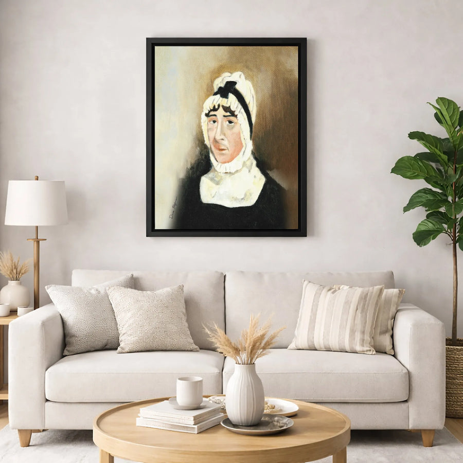 Woman in White Bonnet Portrait Canvas | Vintage Oil Painting Style Wall Art | Gallery Quality 1.25 inch Wrap | Historic Home Decor Gift