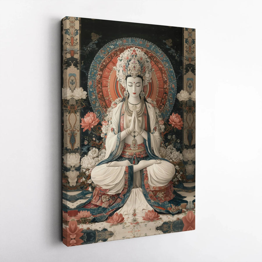 Spiritual Buddha Canvas Wall Art | Vintage Tibetan Thangka Style Print | Premium Gallery Wrap | Zen Decor Gift for Yoga Studio or Meditation Room