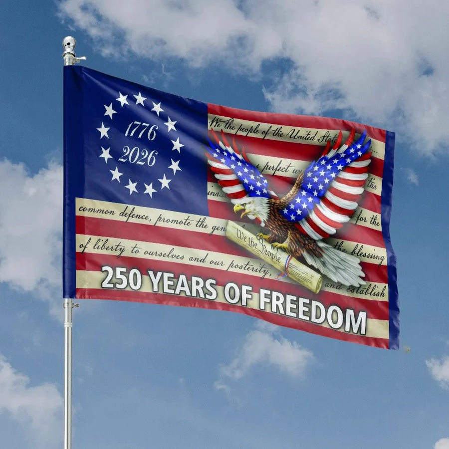 American 250th Anniversary Flag | 1776-2026 Eagle & Constitution Design | Double Sided Polyester | Commemorative USA Semiquincentennial Gift