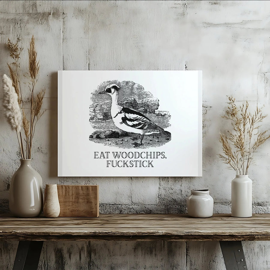 Funny Bird Canvas Wall Art | Sarcastic Quote with Vintage Illustration | Premium Gallery Wrapped Canvas | Gag Gift for Friends, Funny Home Decor