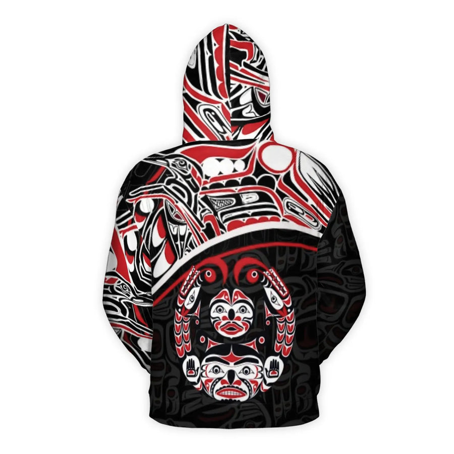 Pacific Northwest Native Art 3D Hoodie | Tribal Totem Graphic Print | Premium Brushed Fleece Pullover | Unisex Cultural Heritage Gift