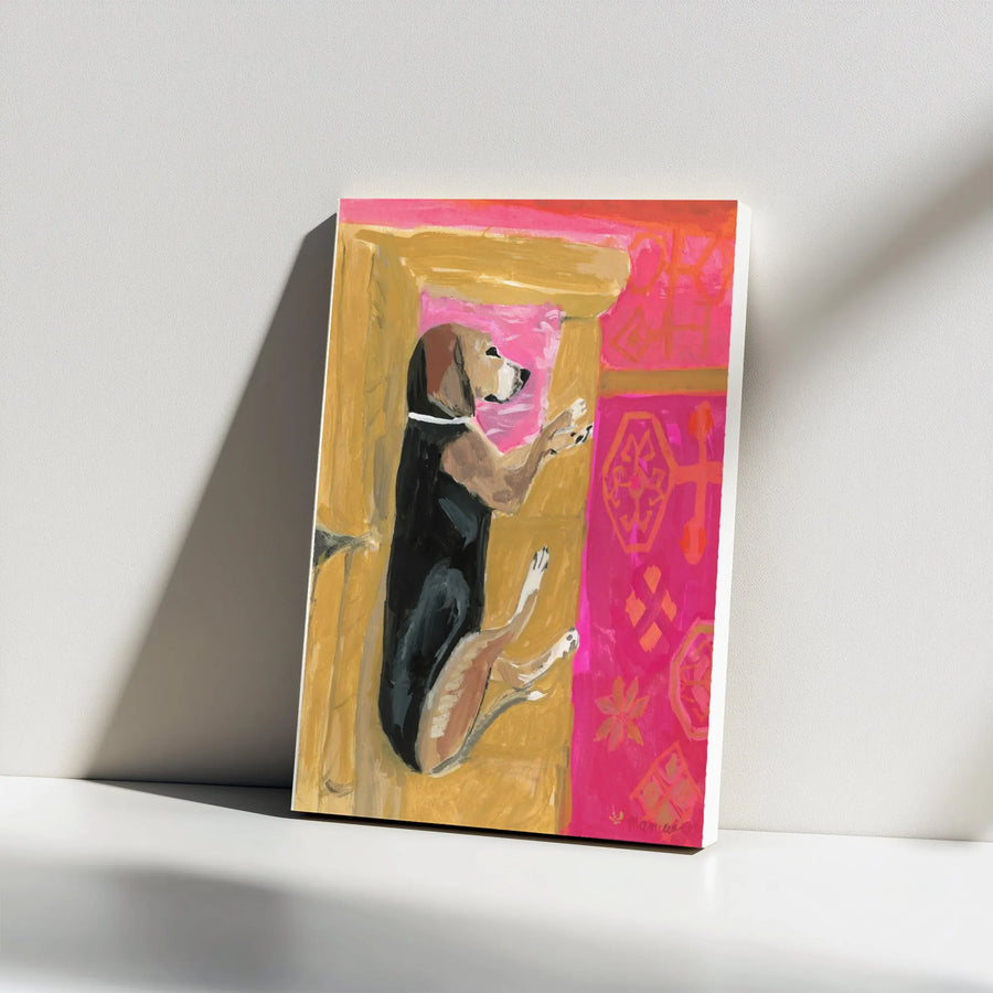 Colorful Beagle Painting Vertical Canvas | Vibrant Painterly Dog Portrait | Thick Gallery Wrapped Premium Canvas | Unique Wall Art Gift for Dog Lover