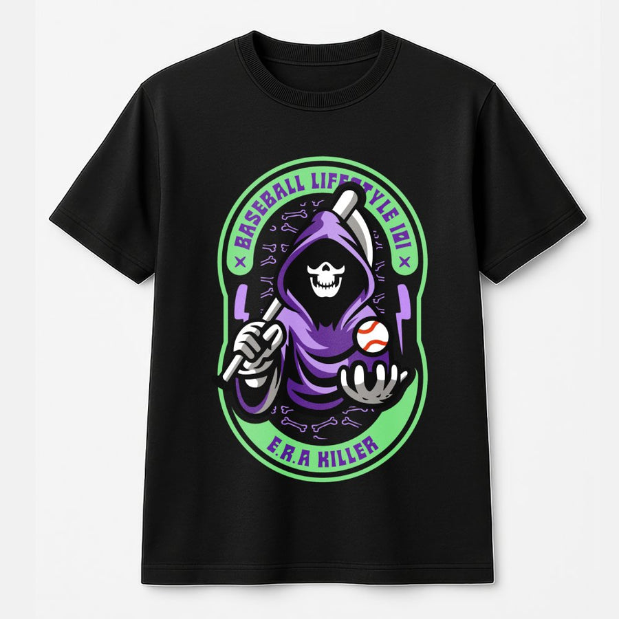 Baseball ERA Killer T-Shirt | Grim Reaper Sports Graphic Tee | Premium 100% Cotton | Gift for Baseball Players and Fans