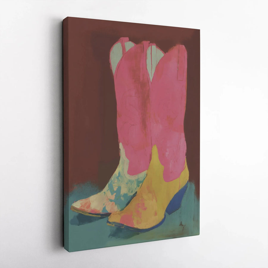 Pop Art Cowboy Boots Canvas | Colorful Western Wall Art Print | Premium 1.25" Thick Gallery Wrap | Modern Cowgirl Home Decor Gift