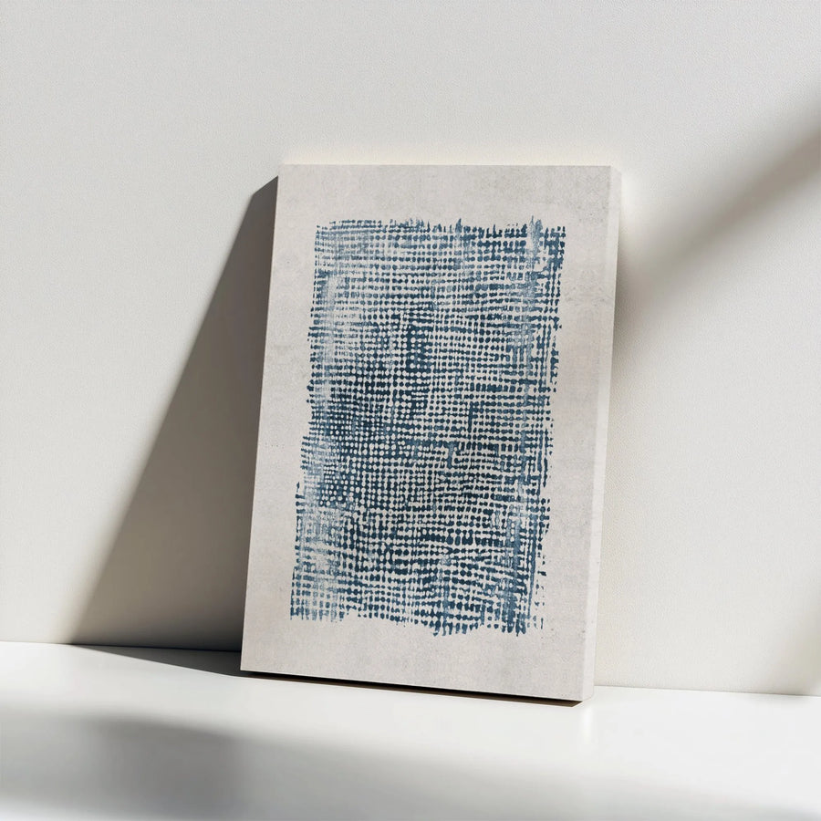 Abstract Indigo Blue Dot Grid Canvas Art | Minimalist Textured Geometric Print | Premium Gallery-Wrapped Wall Decor | Modern Home Office Gift