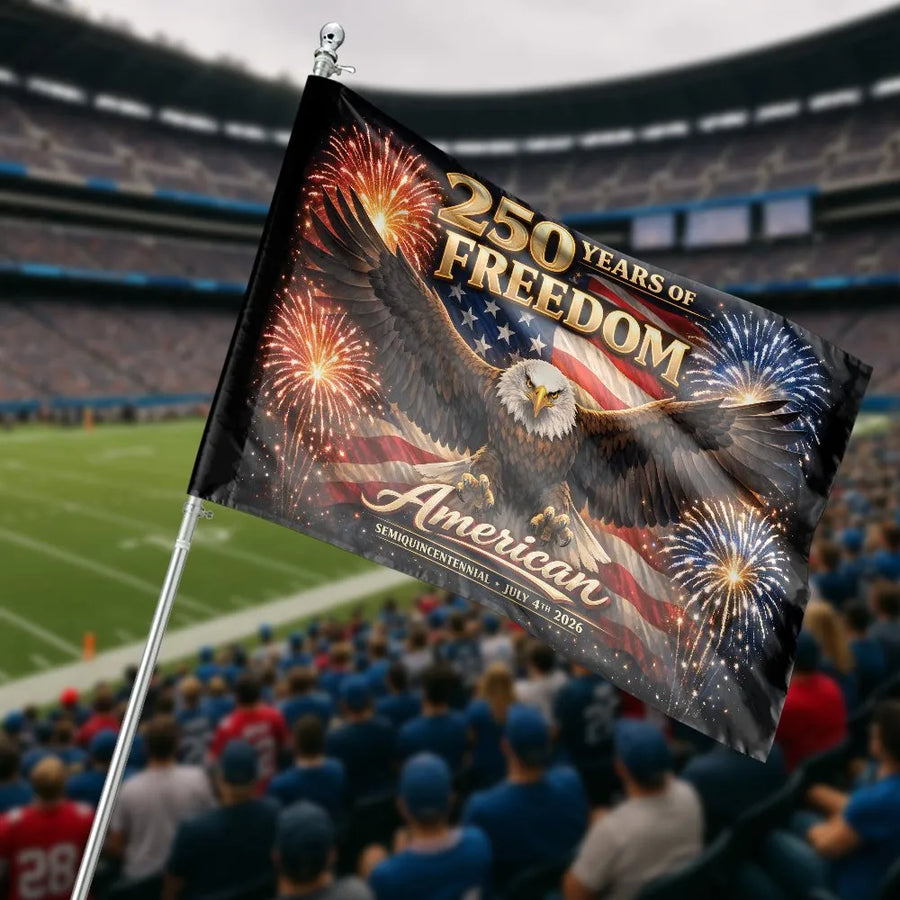 American 250th Anniversary House Flag | Patriotic Eagle & Fireworks Design | Premium Double-Sided Polyester | July 4th 2026 Semiquincentennial Commemorative Gift