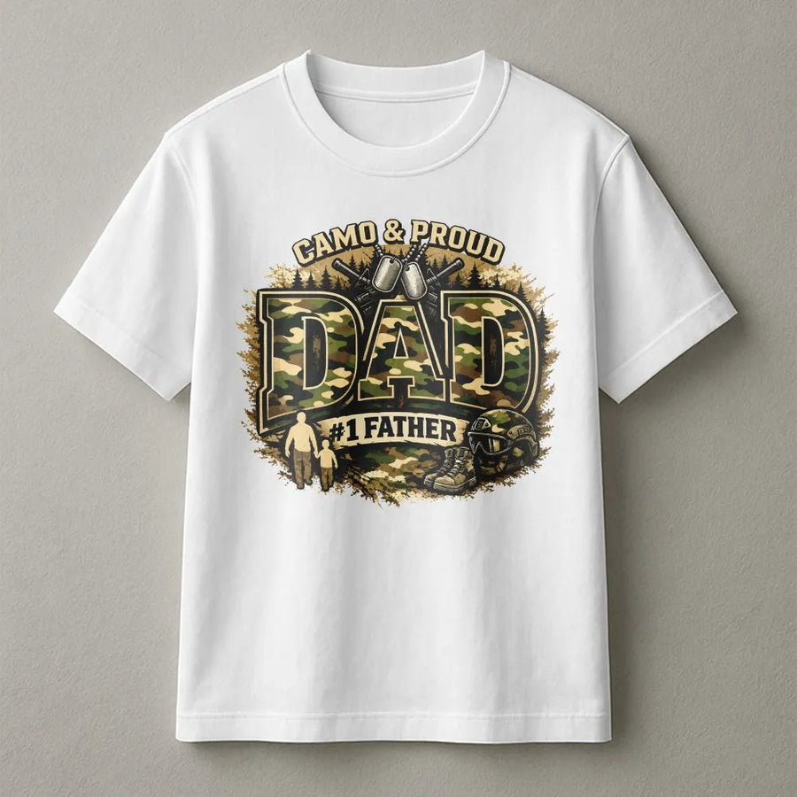 Veteran Dad T-Shirt | Tactical Camo & Proud Graphic Tee | Premium Cotton Shirt | Father's Day Gift for Military Father