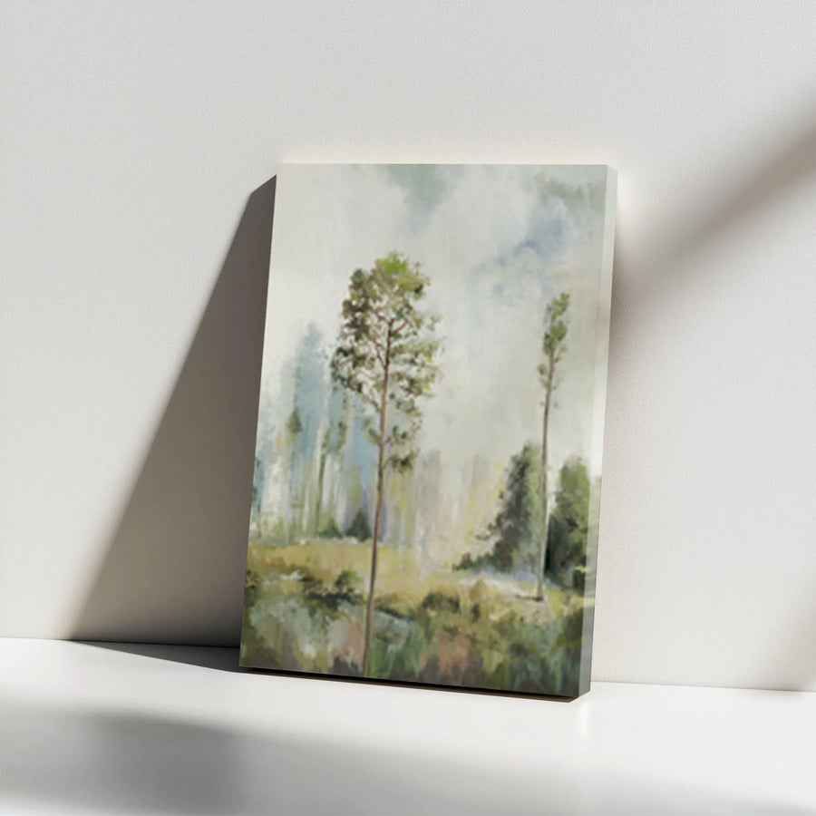 Impressionist Landscape Canvas Art | Misty Forest & Pine Tree Print | Premium Gallery Wrapped Canvas | Modern Farmhouse Home Decor Gift