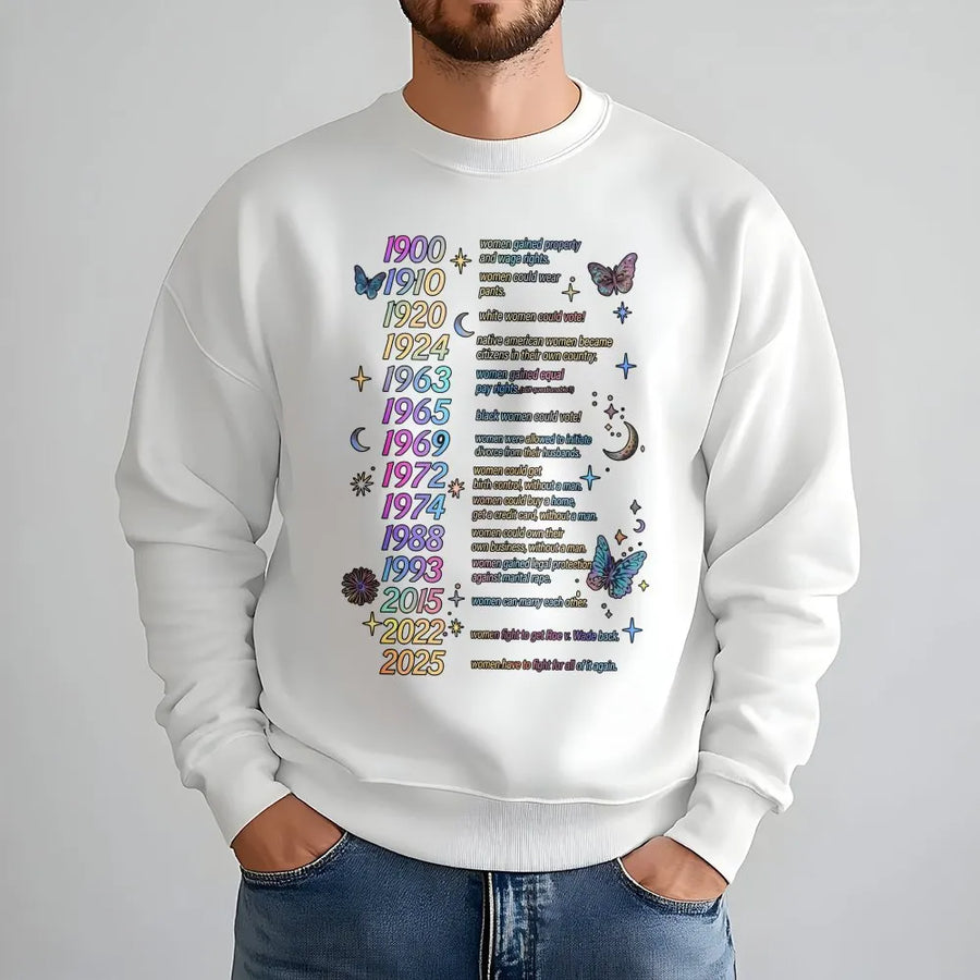Women's Rights Timeline Sweatshirt | Historical Milestones Graphic | Premium Unisex Crewneck | Feminist Activist Gift